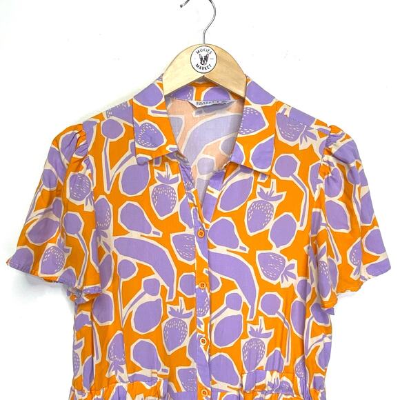 Vibrant Orange and Purple Midi Dress - Picture 4 of 11